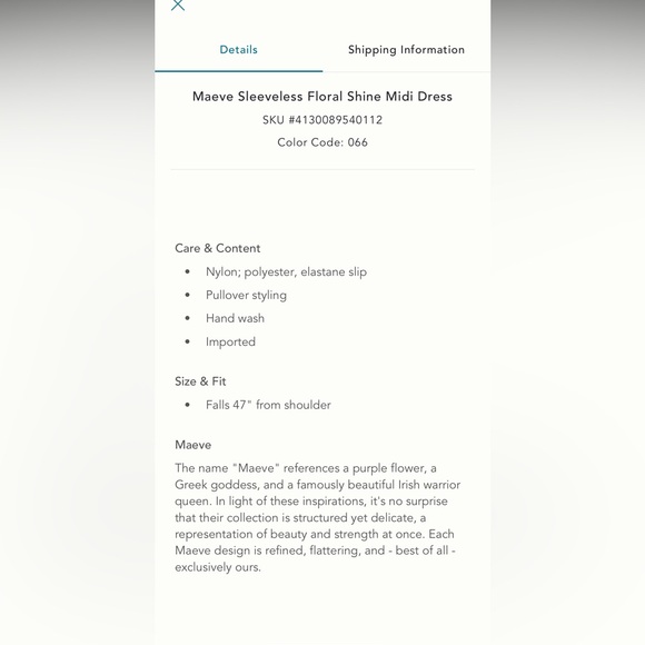 Anthropologie Maeve Sleevless Floral Shine Midi Dress - Picture 9 of 9